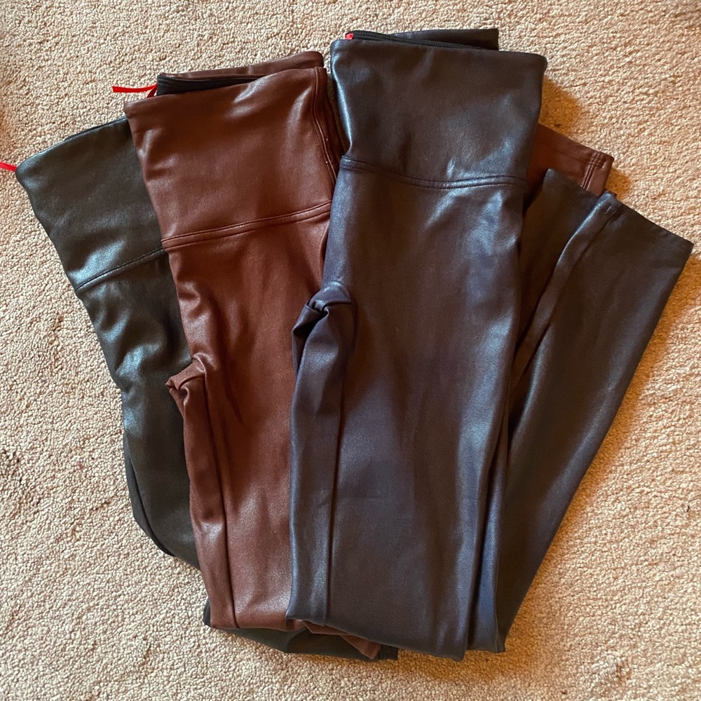 3 pairs Spanx Medium - metallic black, blue, and burgundy